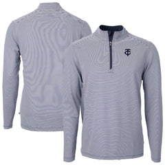 Minnesota Twins Cutter & Buck Virtue Eco Pique Micro Stripe Quarter-Zip Jacket Outlet