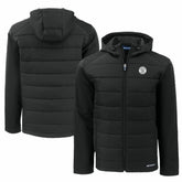 Milwaukee Brewers Cutter & Buck Big & Tall Evoke Hybrid Eco Softshell Recycled Full-Zip Hooded PrimaLoft Jacket Outlet