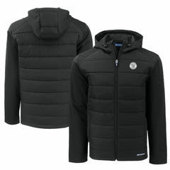 Milwaukee Brewers Cutter & Buck Big & Tall Evoke Hybrid Eco Softshell Recycled Full-Zip Hooded PrimaLoft Jacket Outlet