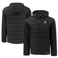 New York Yankees Cutter & Buck Big & Tall Evoke Hybrid Eco Softshell Recycled Full-Zip Hooded PrimaLoft Jacket for sale