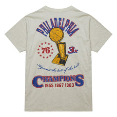 Mitchell & Ness Philadelphia 76ers Hardwood Classics Legacy Defined Retro Championship T-Shirt Oatmeal