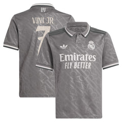 Adidas - Vini Jr. Real Madrid Originals Youth 2024/25 Third Replica Player Jersey - Charcoal