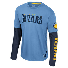 Memphis Grizzlies Stadium Essentials Unisex Spectator 2fer Long Sleeve T-Shirt Light Blue