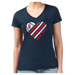 Boston Red Sox G-III 4Her by Carl Banks Women's Super-Slim Fit Lightweight Heart V-Neck T-Shirt Near Me