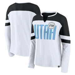 Utah Mammoth Fanatics Women's Frozen Notch Neck Bi-Blend Long Sleeve T-Shirt - White | Fanatics Lifestyle