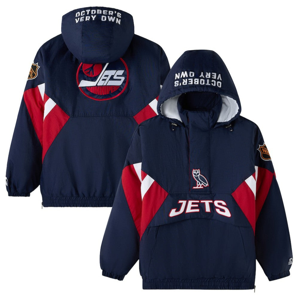 Winnipeg Jets OVO x Starter Half-Zip Hooded Jacket - Navy | NHL sale
