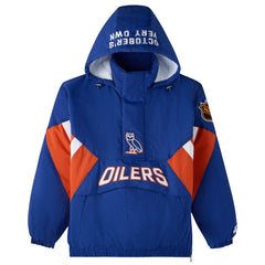 Edmonton Oilers OVO x Starter Half-Zip Hooded Jacket - Royal | NHL discount