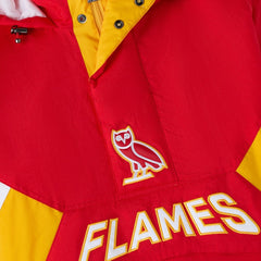Calgary Flames OVO x Starter Half-Zip Hooded Jacket - Red | NHL Clearance