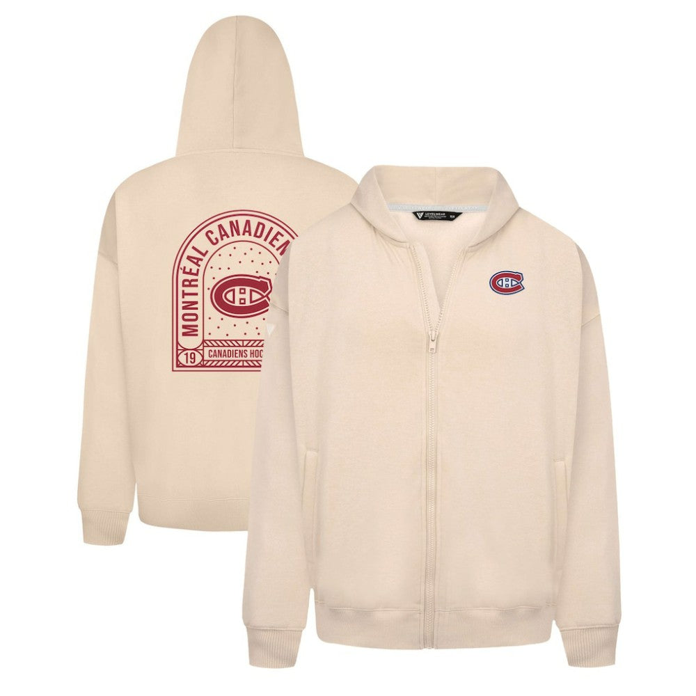 Montreal Canadiens Levelwear Uphill Stained Glass Full-Zip Hoodie Jacket - Khaki | NHL Clearance