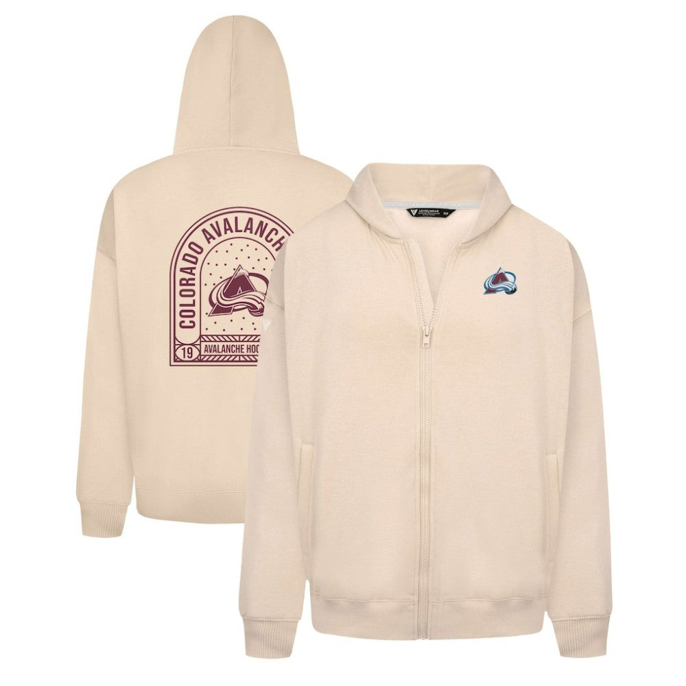 Colorado Avalanche Levelwear Uphill Stained Glass Full-Zip Hoodie Jacket - Khaki | NHL Lifestyle