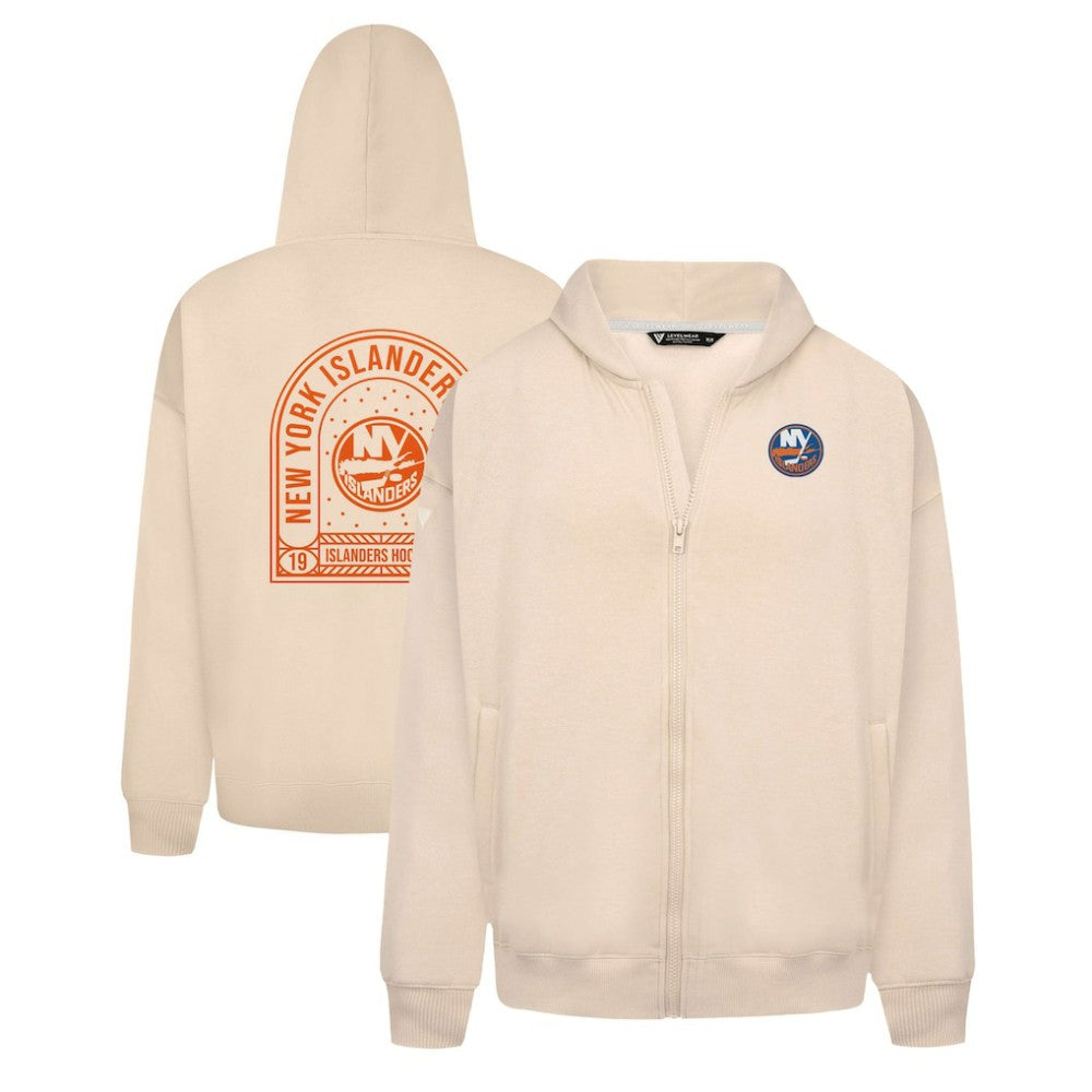 New York Islanders Levelwear Uphill Stained Glass Full-Zip Hoodie Jacket - Khaki | NHL near me