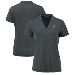 Pittsburgh Pirates Cutter & Buck Women's Forge Stretch Blade DryTec V-Neck Polo for sale