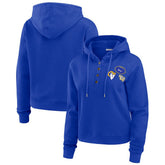 Los Angeles Rams WEAR by Erin Andrews Women's Plus Size Waffle Hoodie Pullover Top - Royal - NFL