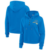 Los Angeles Chargers WEAR by Erin Andrews Women's Plus Size Waffle Hoodie Pullover Top - Blue - NFL