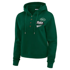 New York Jets WEAR by Erin Andrews Women's Plus Size Waffle Hoodie Pullover Top - Green - NFL