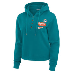 Miami Dolphins WEAR by Erin Andrews Women's Plus Size Waffle Hoodie Pullover Top - Aqua - NFL