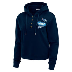 Tennessee Titans WEAR by Erin Andrews Women's Plus Size Waffle Hoodie Pullover Top - Navy - NFL