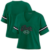 New York Jets WEAR by Erin Andrews Women's Plus Size Color Block Boxy T-Shirt - Green/White - NFL