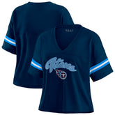 Tennessee Titans WEAR by Erin Andrews Women's Plus Size Color Block Boxy T-Shirt - Navy/White - NFL
