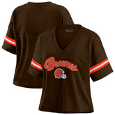 Cleveland Browns WEAR by Erin Andrews Women's Plus Size Color Block Boxy T-Shirt - Brown/White - NFL