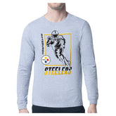 Pittsburgh Steelers Starter Player Grid Long Sleeve T-Shirt - Heather Gray - NFL