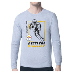 Pittsburgh Steelers Starter Player Grid Long Sleeve T-Shirt - Heather Gray - NFL