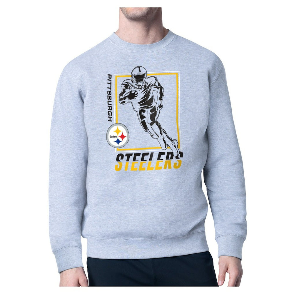 Pittsburgh Steelers Starter Player Grid Pullover Sweatshirt - Heather Gray - NFL