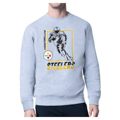 Pittsburgh Steelers Starter Player Grid Pullover Sweatshirt - Heather Gray - NFL