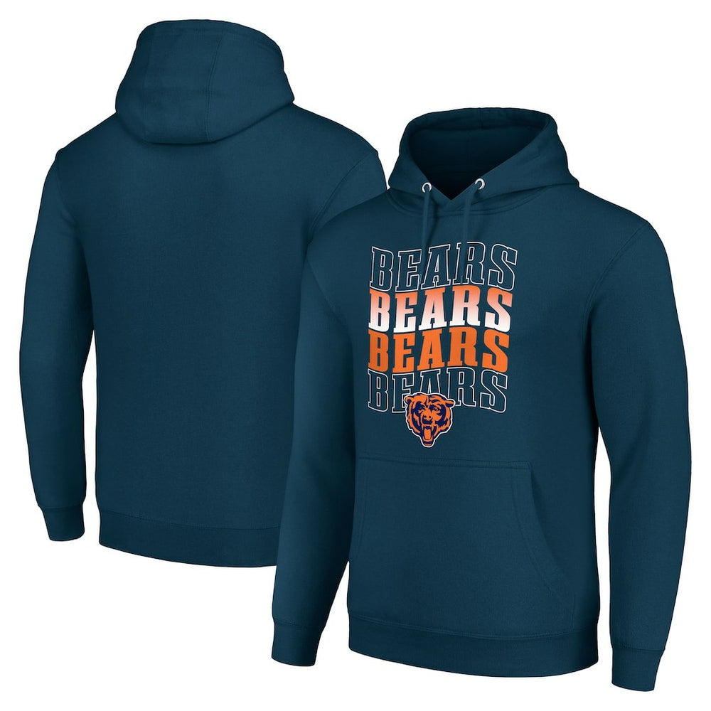 Chicago Bears Starter Four Team Name Logo Fleece Pullover Hoodie - Navy - NFL