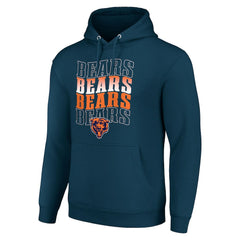 Chicago Bears Starter Four Team Name Logo Fleece Pullover Hoodie - Navy - NFL