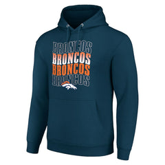 Denver Broncos Starter Four Team Name Logo Fleece Pullover Hoodie - Navy - NFL