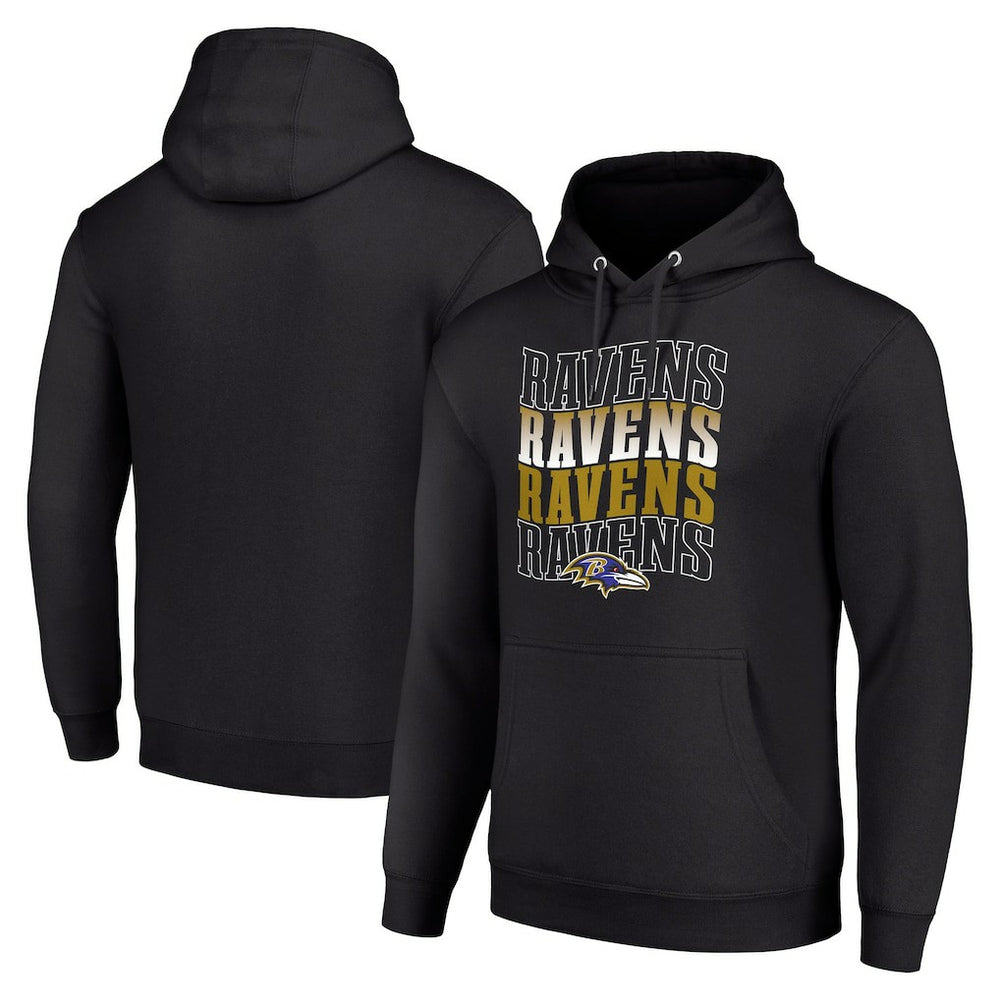 Baltimore Ravens Starter Four Team Name Logo Fleece Pullover Hoodie - Black - NFL