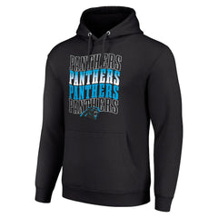 Carolina Panthers Starter Four Team Name Logo Fleece Pullover Hoodie - Black - NFL
