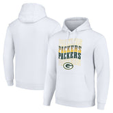 Green Bay Packers Starter Four Team Name Logo Fleece Pullover Hoodie - White - NFL