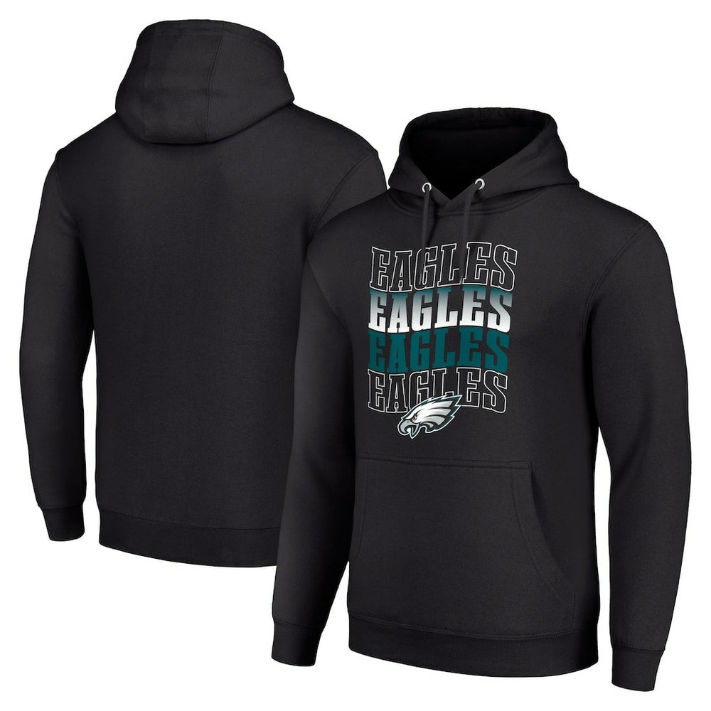 Philadelphia Eagles Starter Four Team Name Logo Fleece Pullover Hoodie - Black - NFL