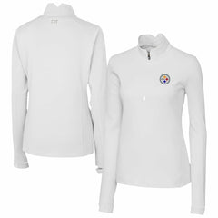 Pittsburgh Steelers Cutter & Buck Women's Traverse Stretch Quarter-Zip Pullover Top - White - NFL