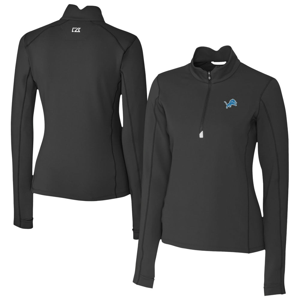 Detroit Lions Cutter & Buck Women's Traverse Stretch Quarter-Zip Pullover Top - Black - NFL