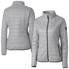 Pittsburgh Steelers Cutter & Buck Women's Rainier PrimaLoft Eco Insulated Full-Zip Puffer Jacket - Gray - NFL