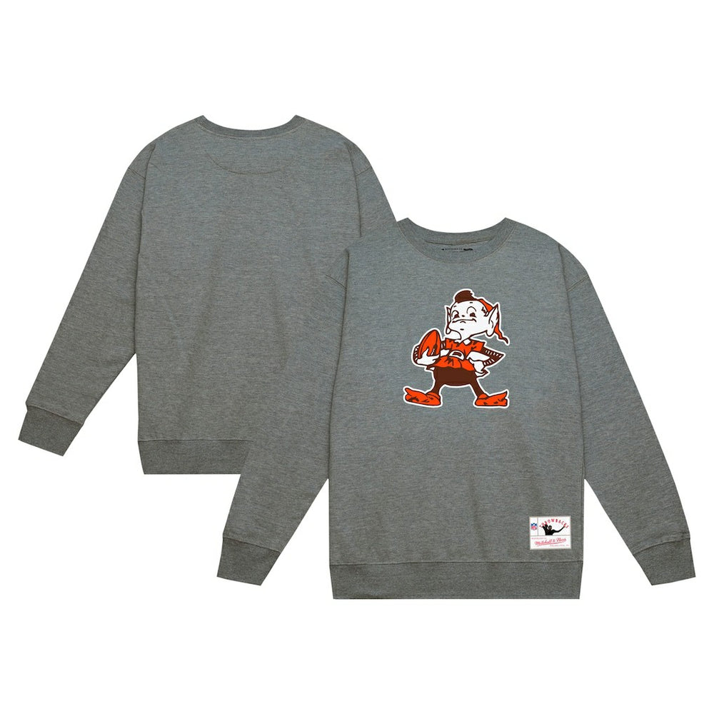 Cleveland Browns Basic Fleece Pullover Sweatshirt - Heather Gray - Mitchell & Ness
