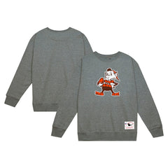 Cleveland Browns Basic Fleece Pullover Sweatshirt - Heather Gray - Mitchell & Ness