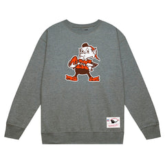 Cleveland Browns Basic Fleece Pullover Sweatshirt - Heather Gray - Mitchell & Ness