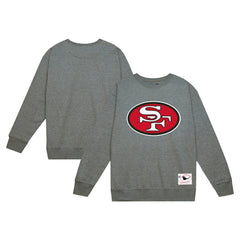 San Francisco 49ers Basic Fleece Pullover Sweatshirt - Heather Gray - Mitchell & Ness
