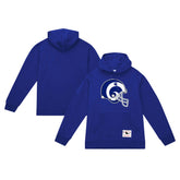 Los Angeles Rams Helmet Logo Vintage Pullover Hoodie - Royal - Mitchell & Ness
