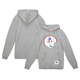 New England Patriots Helmet Logo Vintage Pullover Hoodie - Heather Gray - Mitchell & Ness