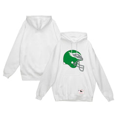 Philadelphia Eagles Helmet Logo Vintage Pullover Hoodie - White - Mitchell & Ness