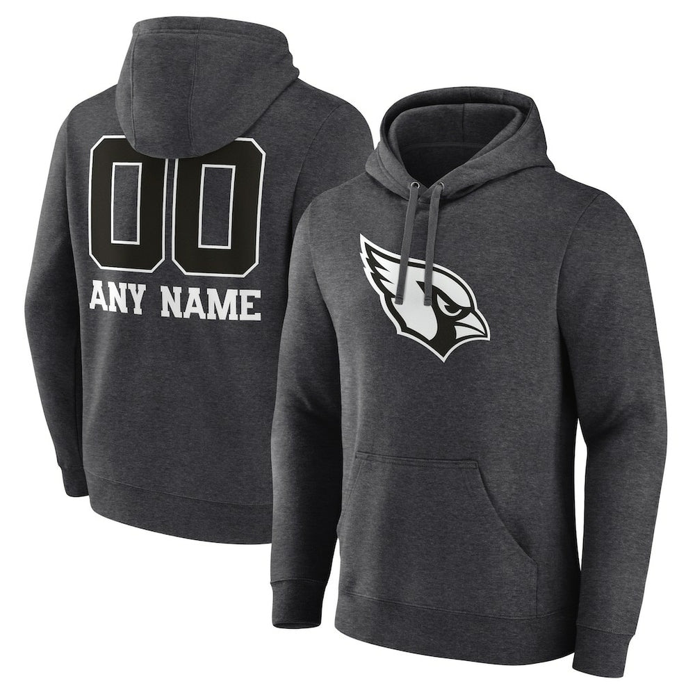 Arizona Cardinals Personalized Name & Number Monochrome Pullover Hoodie - Charcoal - NFL