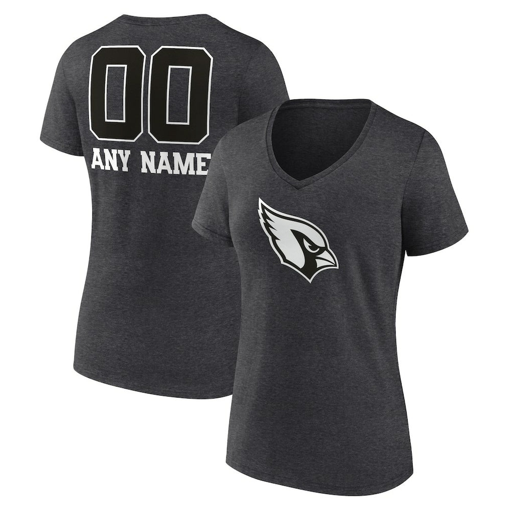 Arizona Cardinals Women's Personalized Name & Number Monochrome V-Neck Long Sleeve T-Shirt - Charcoal - NFL
