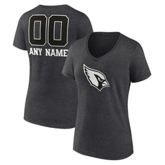 Arizona Cardinals Women's Personalized Name & Number Monochrome V-Neck Long Sleeve T-Shirt - Charcoal - NFL