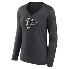 Atlanta Falcons Women's Personalized Name & Number Monochrome V-neck T-Shirt - Charcoal - NFL