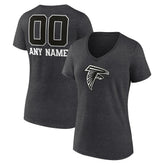 Atlanta Falcons Women's Personalized Name & Number Monochrome V-Neck Long Sleeve T-Shirt - Charcoal - NFL